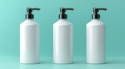 Minimalistic 3D rendering of a blank white pump bottle mockup with an empty label. Clean neutral background, perfect for branding, cosmetic packaging, skincare, or product presentation concepts.