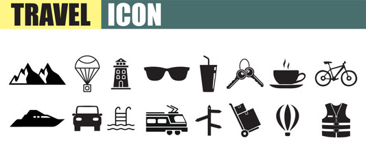 Travel icon black. Vocation icon set.
