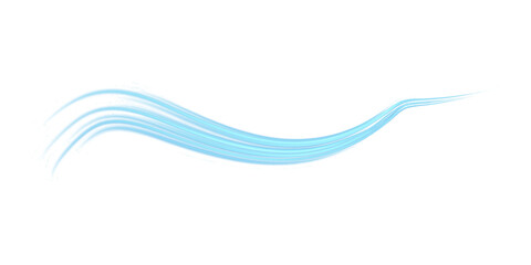 Transparent airflow wind wave with soft blue motion lines for air conditioner or fresh breeze concept PNG