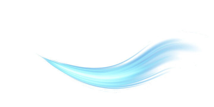 Transparent airflow wind wave with soft blue motion lines for air conditioner or fresh breeze concept PNG