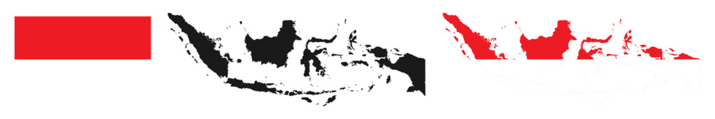 Indonesia map and flag vector illustration