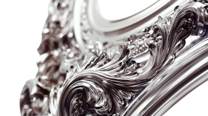 Vintage Silver Frame Retro Details Isolated Picture Frame for Wall Art Display