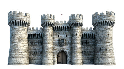 Ancient Medieval Castle Fortress Isolated on Transparent Background