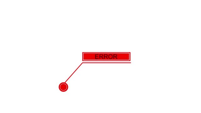 Animation of HUD elements with text error . Animate a white callous for text. HUD elements on black background..