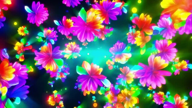 Abstract floral pattern with colorful spring flowers in a seamless vector design
