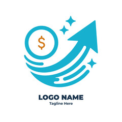 Creative flat design financial logo in cool tones for business startup tax company planner accounting consultant and finance branding strategy