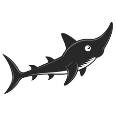 Fototapeta premium Cartoon Goblin Shark Illustration Vector Graphics For Children And Educational Resources