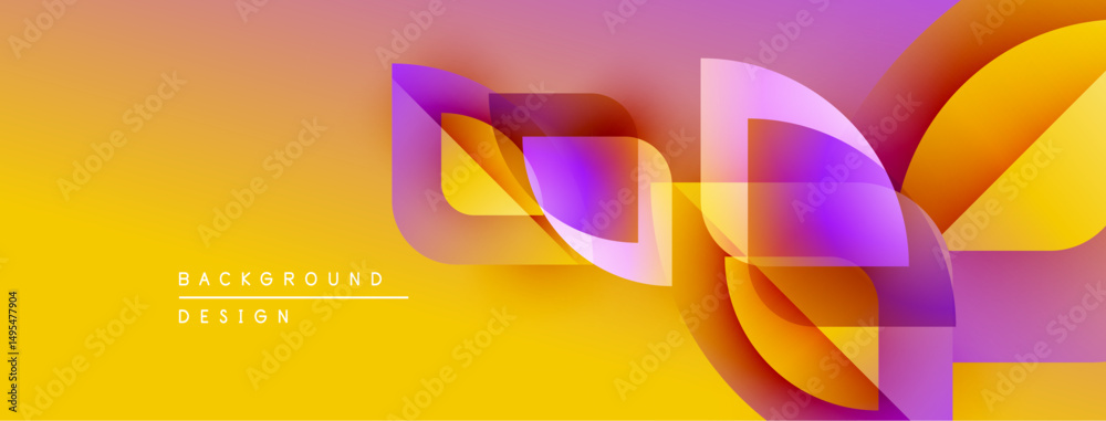 Poster abstract vibrant design. yellow, orange, purple gradients create flowing shapes. modern background f