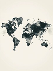World map, smoky, vintage style