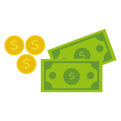 Dollar Bills And Gold Coins