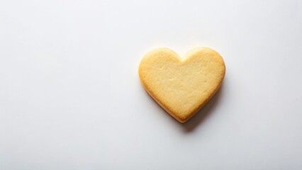 Obraz premium A single heart-shaped cookie on a white background, a symbol of affection and sweetness