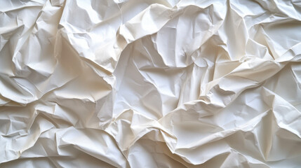Obraz premium Crumpled white paper texture with natural creases and subtle shadows for backgrounds