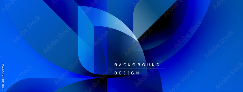 Leinwandbilder Abstract blue design features flowing shapes, gradients. Modern background with text elements, dynamic composition.