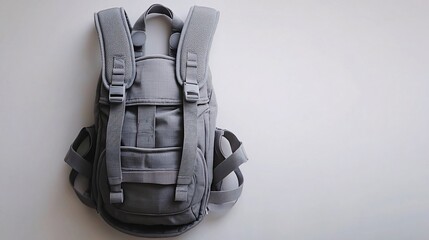 Gray backpack, simple design