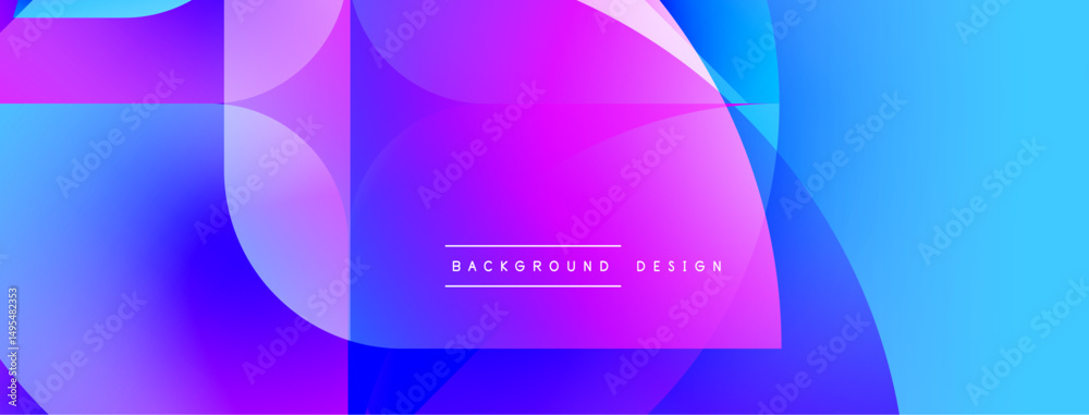 Poster Abstract vibrant background. Overlapping circles create fluid gradient effect. Purple, blue hues dominate composition. Modern design element.