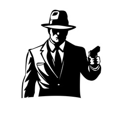 Mafia man in black and white silhouette