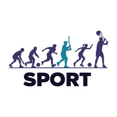 Evolution of Sport Silhouettes Active People Playing Games