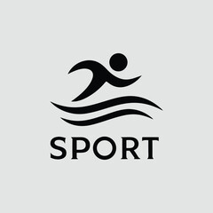 Abstract Swimmer Silhouette Logo Design for Sport