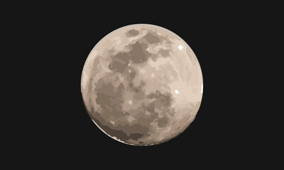 International moon day special design illustration, a perfect and clear full moon with black background.