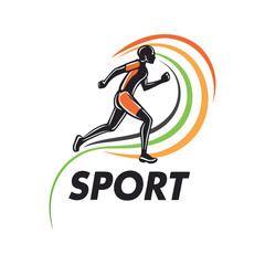 Dynamic Running Athlete Sport Logo Design Illustration