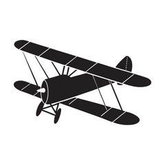 Flat and Minimal a vintage biplane silhouette icon vector illustration © Nayon Chandro Barmon