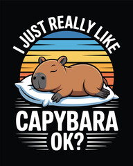 Capybara T-Shirt Design Vector illustration