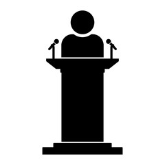 Speaker at podium icon symbol illustration