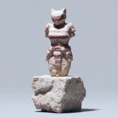 Tribal-themed female knight statue with beast-like armor, jungle rock base