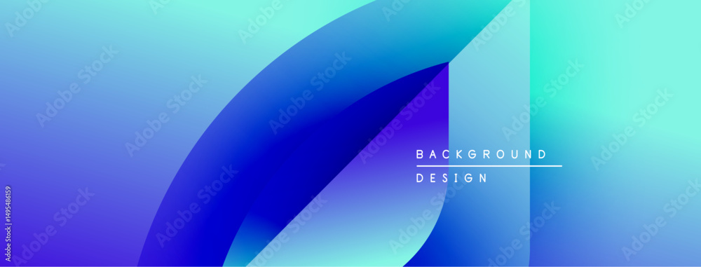 Aufkleber Abstract blue gradients form flowing shapes. Minimalist design with text indicating background elements. Modern aesthetic, clean composition.