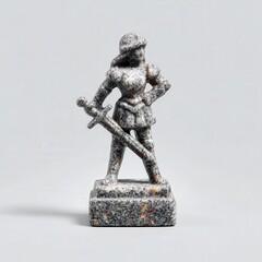 Noble female knight statue with two-handed sword, dragon-themed pedestal