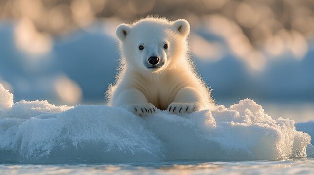 Adorable polar bear cub on ice floe (1)