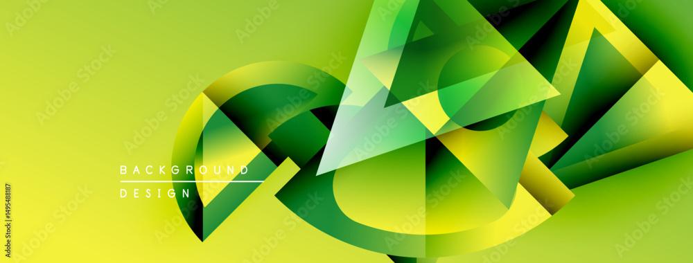 Aufkleber Abstract yellow green design. Geometric shapes overlap creating dynamic visual effect. Modern background texture for projects.