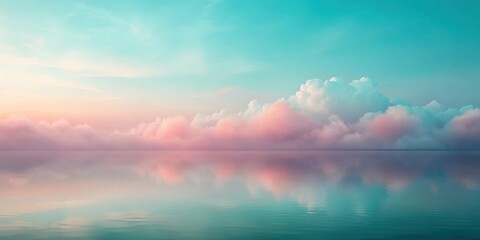 Obraz premium Serene Waters Reflecting a Pastel Sky, a Dreamlike Panorama of Tranquil Beauty