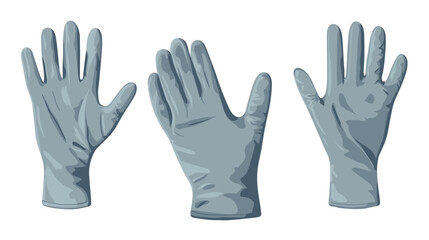 Three Pairs of Blue Latex Gloves Arranged Isolated on a White Background for Medical Use