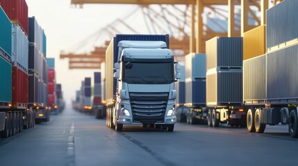 Cargo Truck at the Port:  Global Trade and Logistics