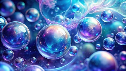 A cosmic ballet of iridescent spheres, each a universe unto itself, swirling in a symphony of nebulae and starlight.