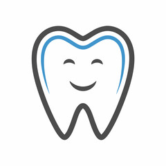 Modern Tooth and Smile Logo Design Flat Style.
