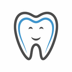 Modern Tooth and Smile Logo Design Flat Style.