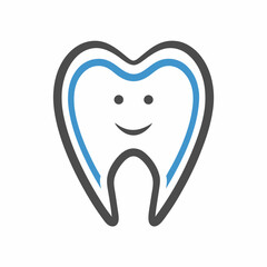 Modern Tooth and Smile Logo Design Flat Style.