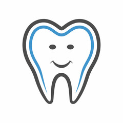 Modern Tooth and Smile Logo Design Flat Style.