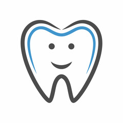 Modern Tooth and Smile Logo Design Flat Style.