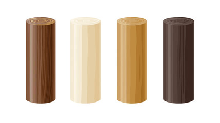 Various Wooden Logs in Different Natural Colors Displaying Earthy Textures and Patterns