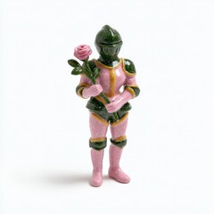 3D collectible figure of knight princess with rose motif, high-detailed base