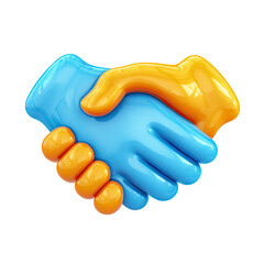 Abstract 3D Handshake Illustration on Transparent Background