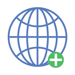 Global network icon with plus