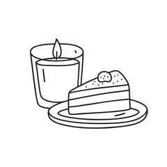 A tiramisu placed near a candle in the glass