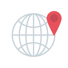 Illustrative icon representing worldwide location and navigation.
