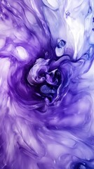 Fototapeta premium Purple and white ink swirling, abstract art, background design