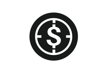 Obraz premium Minimalist Black And White Dollar Sign Icon Within A Circular Outline Symbolizing Finance