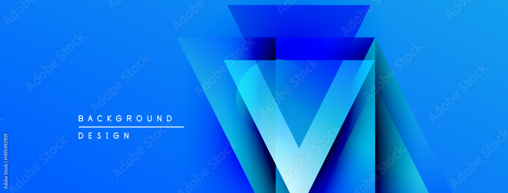 Fototapete abstract blue gradient design. geometric shapes create layered visual effect. minimalist style with 